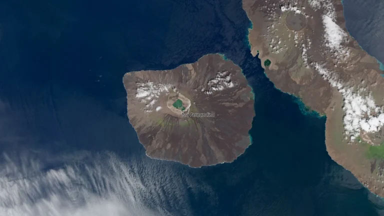 fernandina island galapagos satellite image november 21 2025