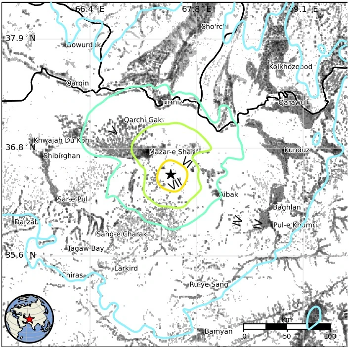M6.3 earthquake in central Afghanistan on November 2, 2025