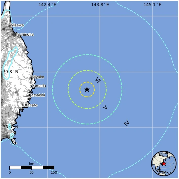 m6.8 earthquake japan november 9 2025 usgs epe
