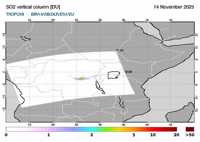 nyamulagira so2 detection november 14 2025 tropomi
