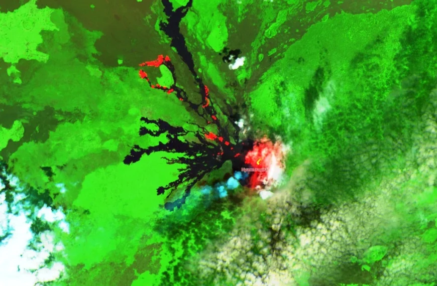 nyamulagira swir satellite image november 12 2025
