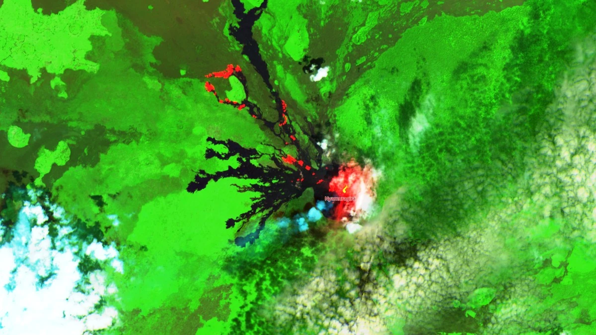 nyamulagira swir satellite image november 12 2025