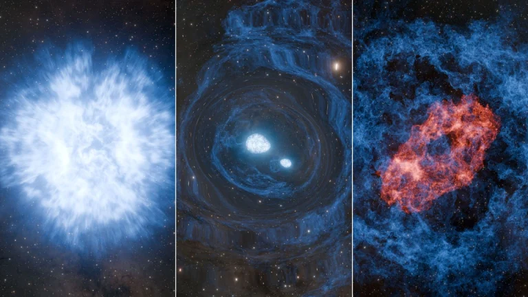 Artist interpretation depicts a hypothesized event known as a superkilonova