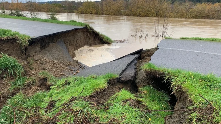 Damage caused by flash flood due to Green River Levee Breach in King County, Washington on December 15, 2025