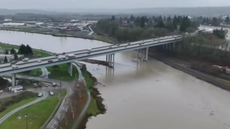 Drone shot of Snohomish river on December 11, 2025