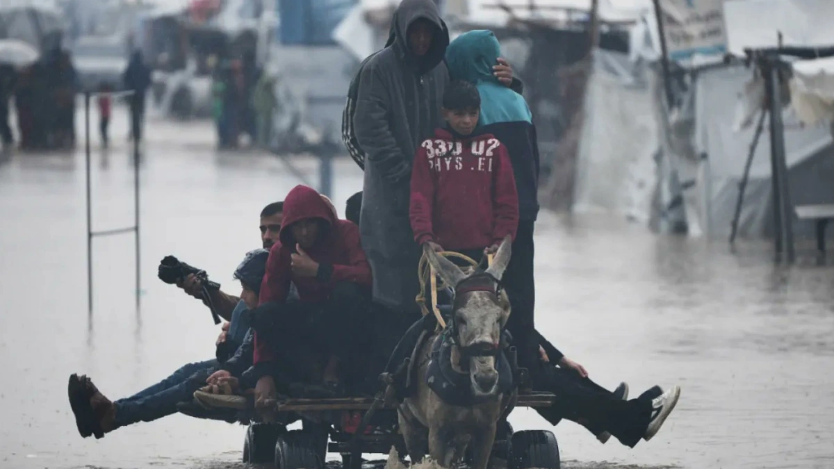 Flooding in Gaza on December 28, 2025. Credit: WAFA