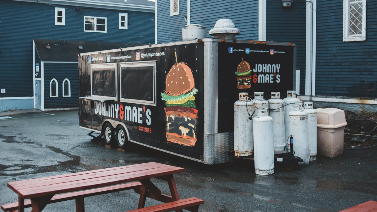Propane tanks outside a food truck