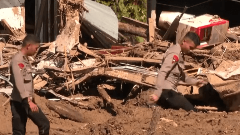 Relief operatives moving through debris left behind after Cyclone Ditwah on November 30, 2025. Credit: DDI stillshot