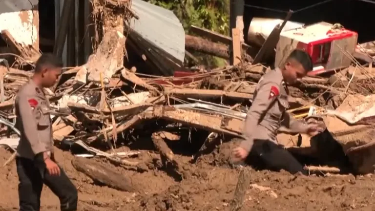Relief operatives moving through debris left behind after Cyclone Ditwah on November 30, 2025. Credit: DDI stillshot