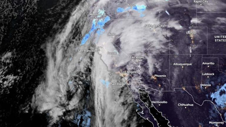 Satellite image of California as 0940 UTC on December 23, 2025
