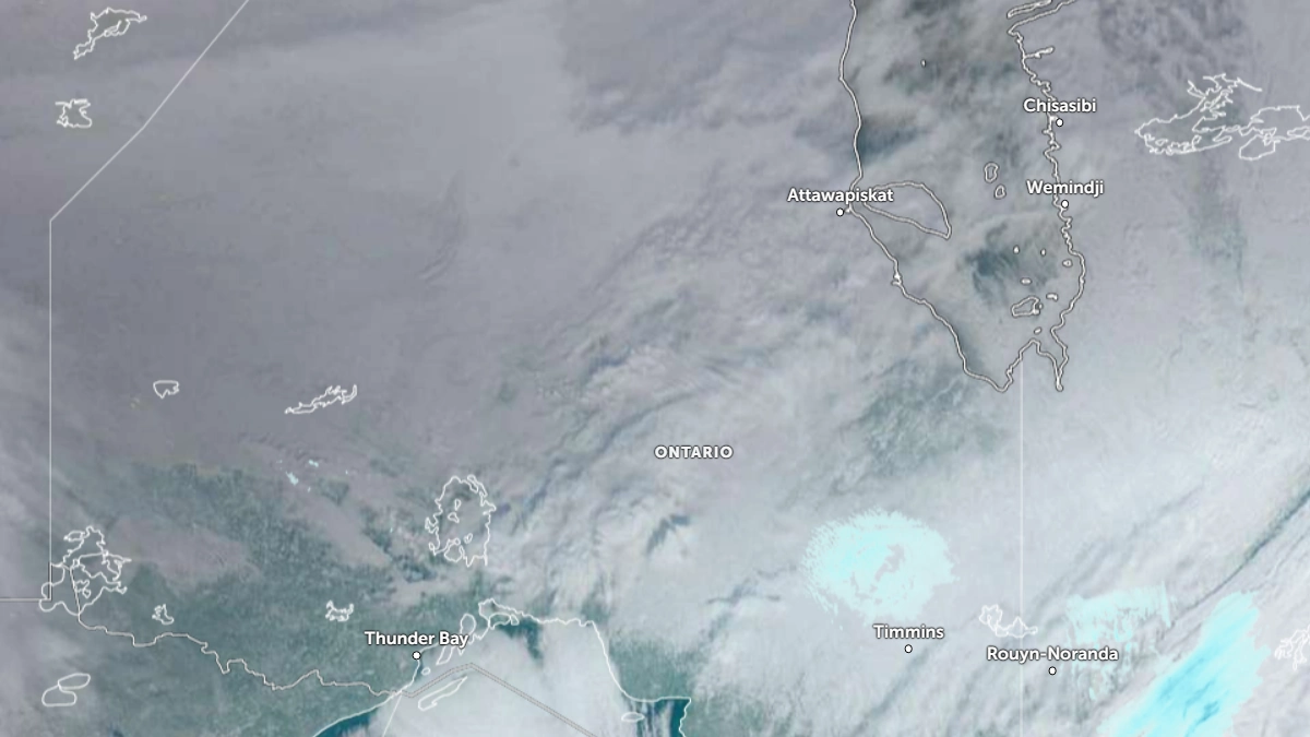 Satellite image of Ontario as of 16:00 UTC on December 17, 2025. Credit: NOAA/GOES-19, Zoom Earth, The Watchers
