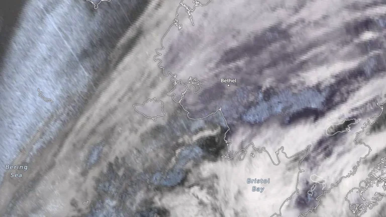 Satellite image of Alaska as of 07:20 UTC on December 3, 2025. Credit: NOAA GOES-18, Zoom Earth, The Watchers