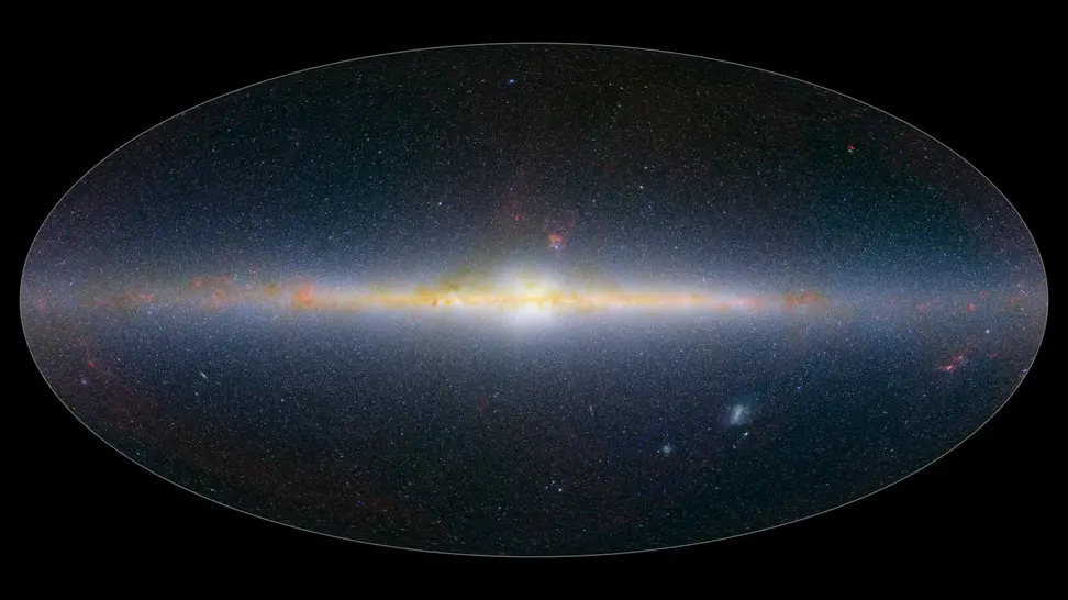 This SPHEREx image shows a selection of the infrared colors primarily emitted by stars and galaxies