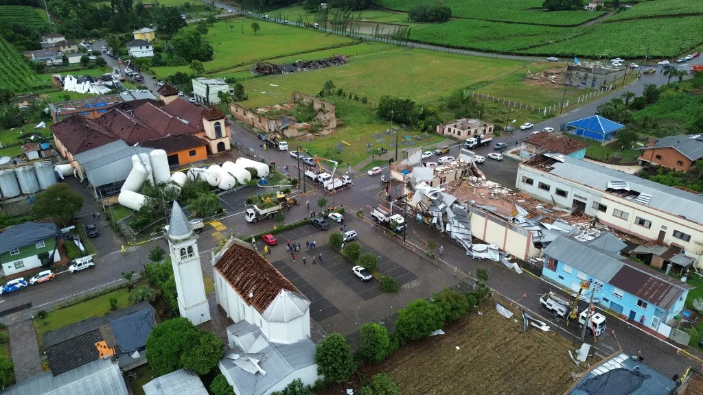 Aerial view tornado damage in Flores da Cunha. Credit: City Hall of Flores Da Cunha