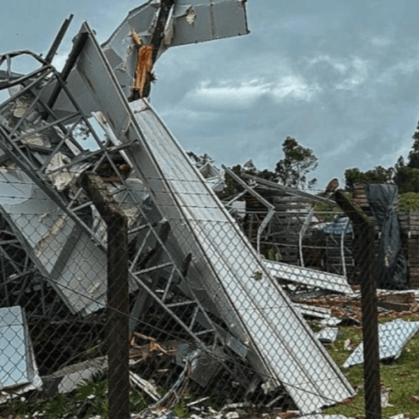 Tornado damage in Flores de Cunha, Brazil on December 8, 2025. Credit Defesa Civil