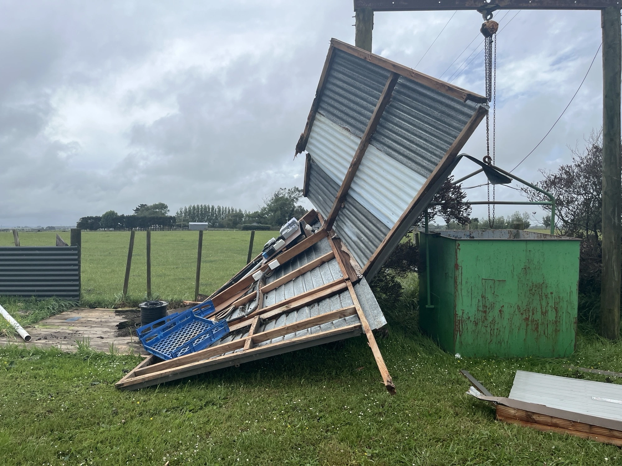 Damage caused by the Dudding Lake tornado in Manawatu, New Zealand on Decmeber 3, 2025