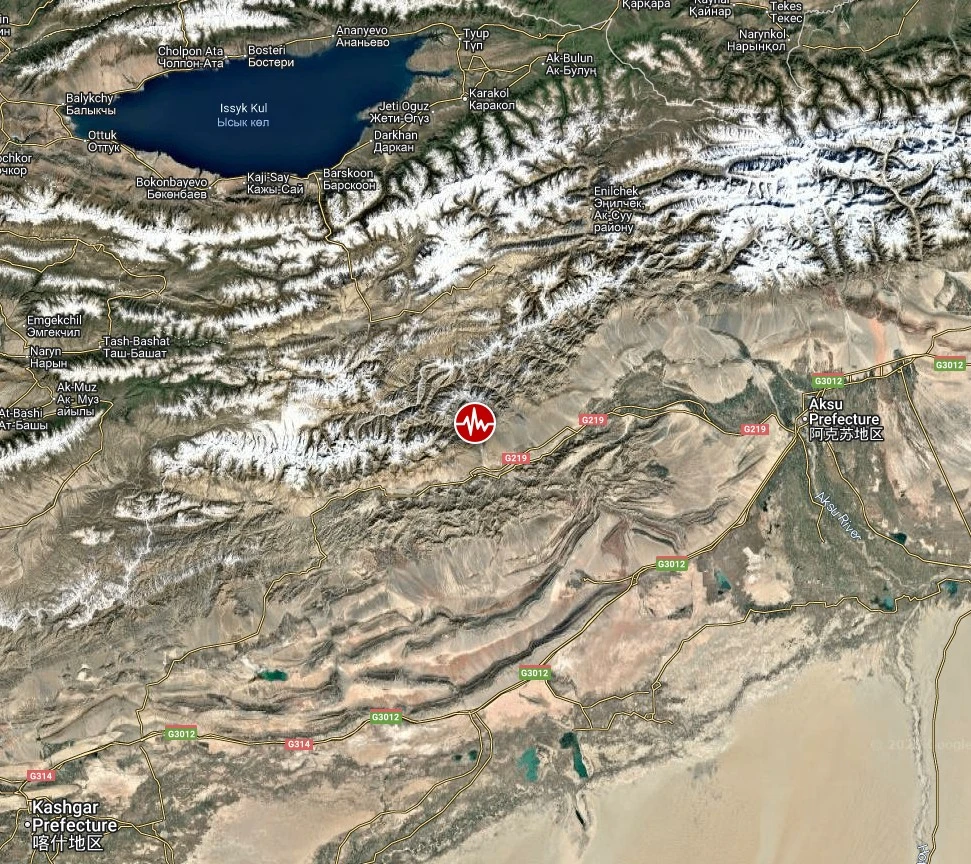 Epicenter of M5.8 earthquake in southern Xinjiang, China on December 4, 2025
