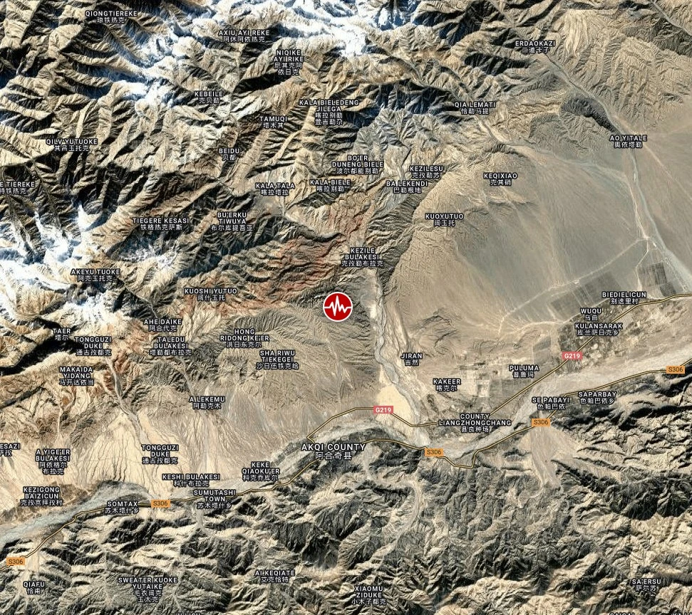 Epicenter of M5.8 earthquake in southern Xinjiang, China on December 4, 2025