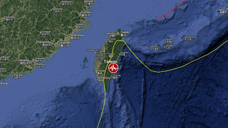 Epicenter of M6.0 earthquake near the coast of Taiwan on December 24, 2025