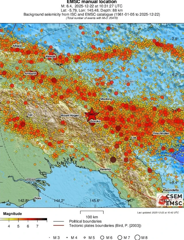 m6.5 earthquake papua new guinea december 22 2025 emsc regional seismicity