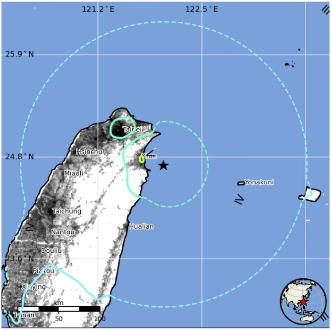 m6.6 earthquake yilan taiwan december 27 2025 usgs epe