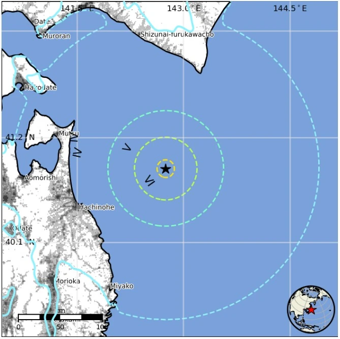 m6.7 earthquake honshu japan december 12 2025 usgs epe