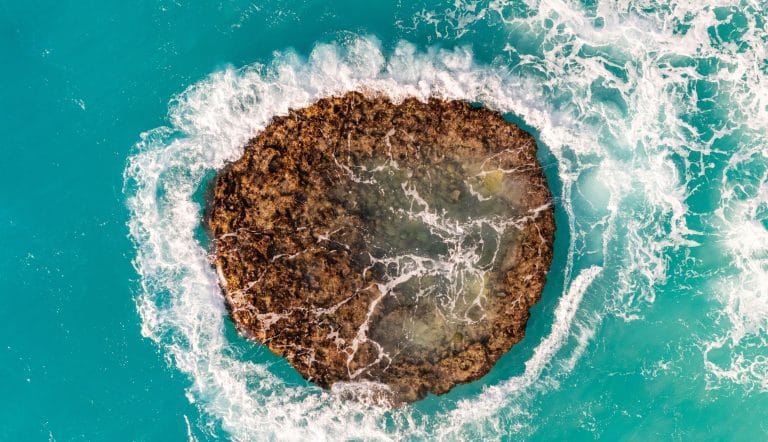 Aerial view of Bermuda's rocky ocean formation