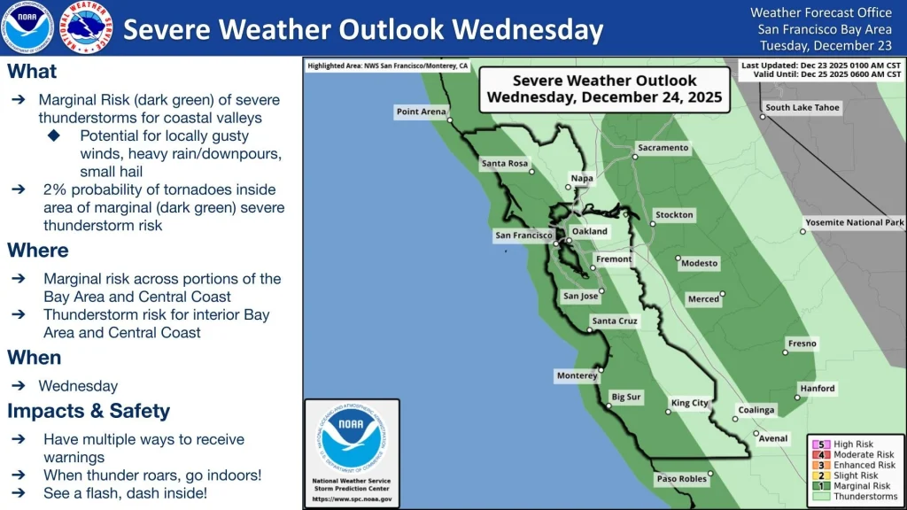severe weather outlook december 24 2025 nws bay area california