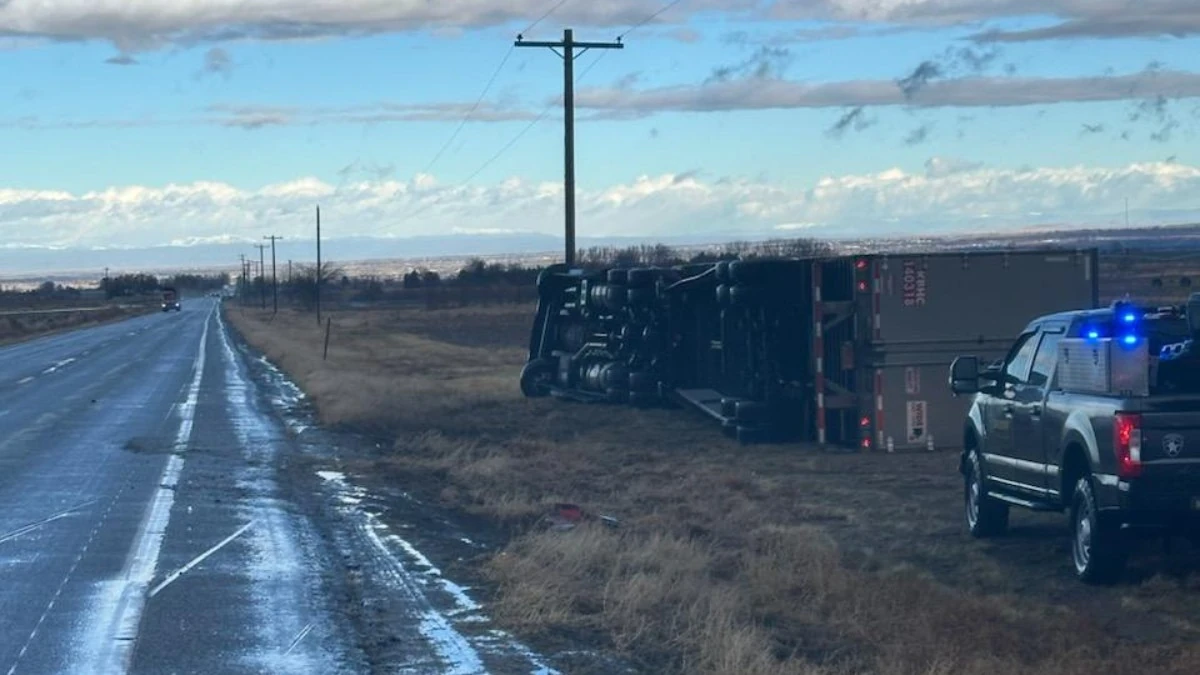 Truck overturned by windstorm in Idaho on December 17, 2025