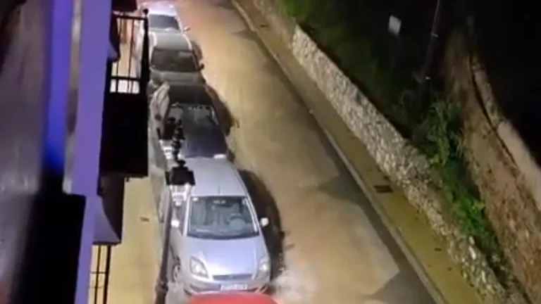 Cars surrounded Flood waters in Malaga Spain on January 4, 2026