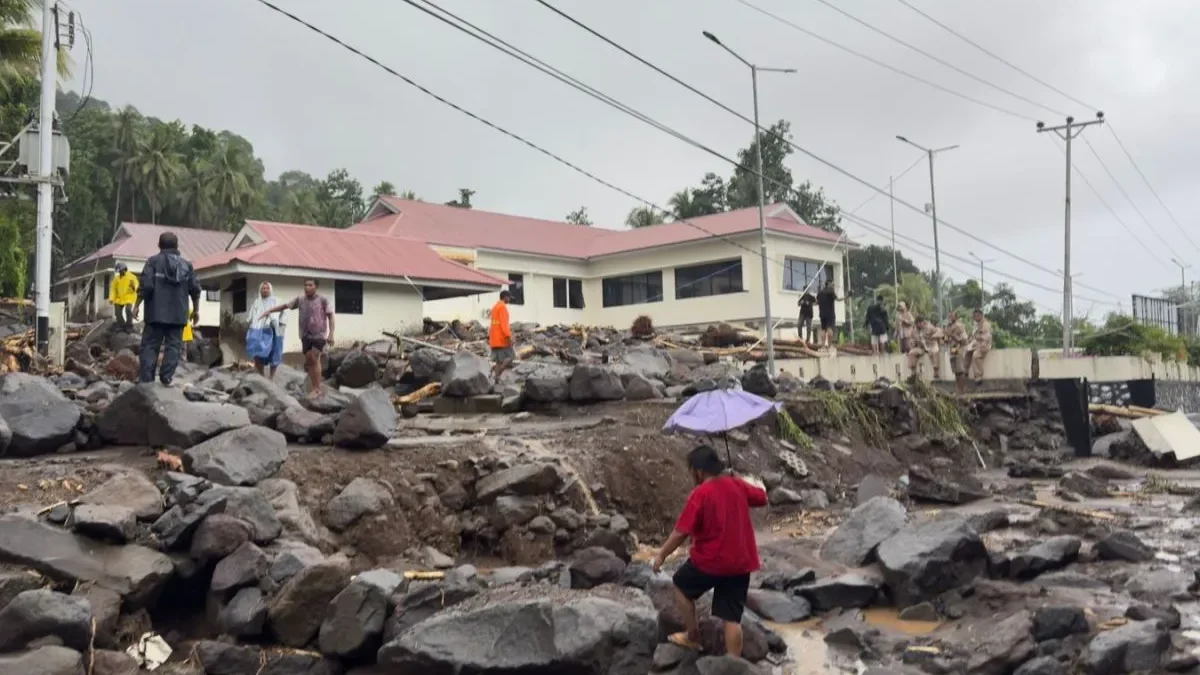 Flood damage in North Sulawesi, Indonesia, on January 5, 2026