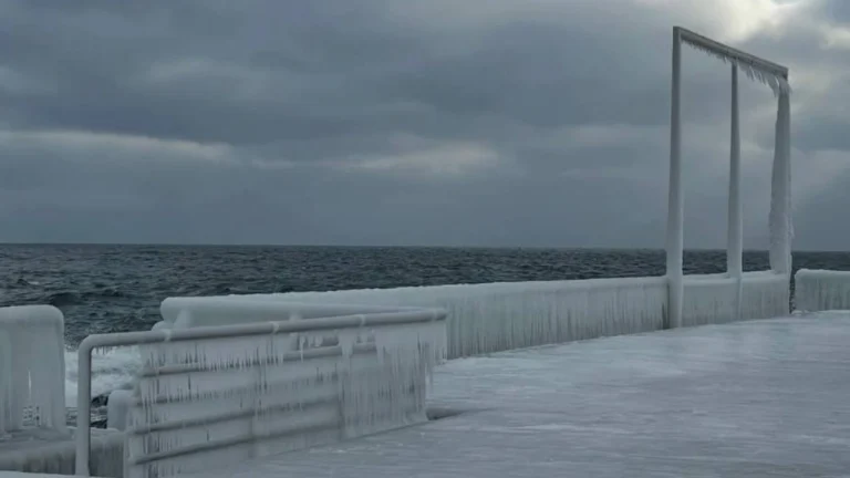 Frozen structures in Odesa Ukraine on January 19, 2025