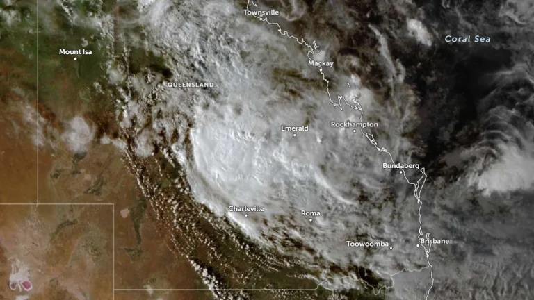 Satellite image of ex-tropical cyclone as of 0810 UTC on January 12, 2026. Credit JMA Himawari-9, Zoom Earth, The Watchers