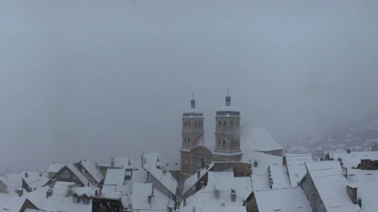Snow cover in Briançon, France, on January 8, 2026