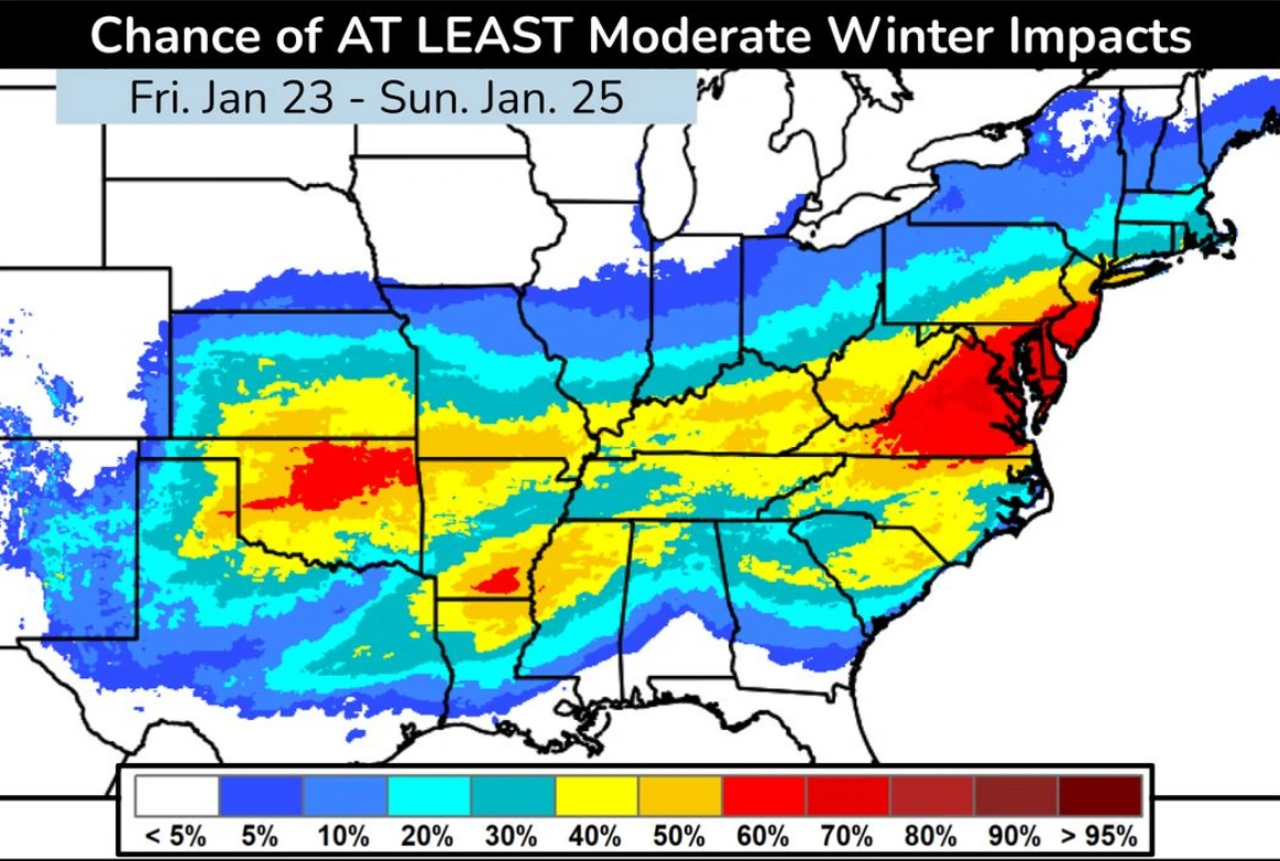 Winter impact forecast -upper midwest, mid-atlantic, northeast-usa-january 23-25, 2026