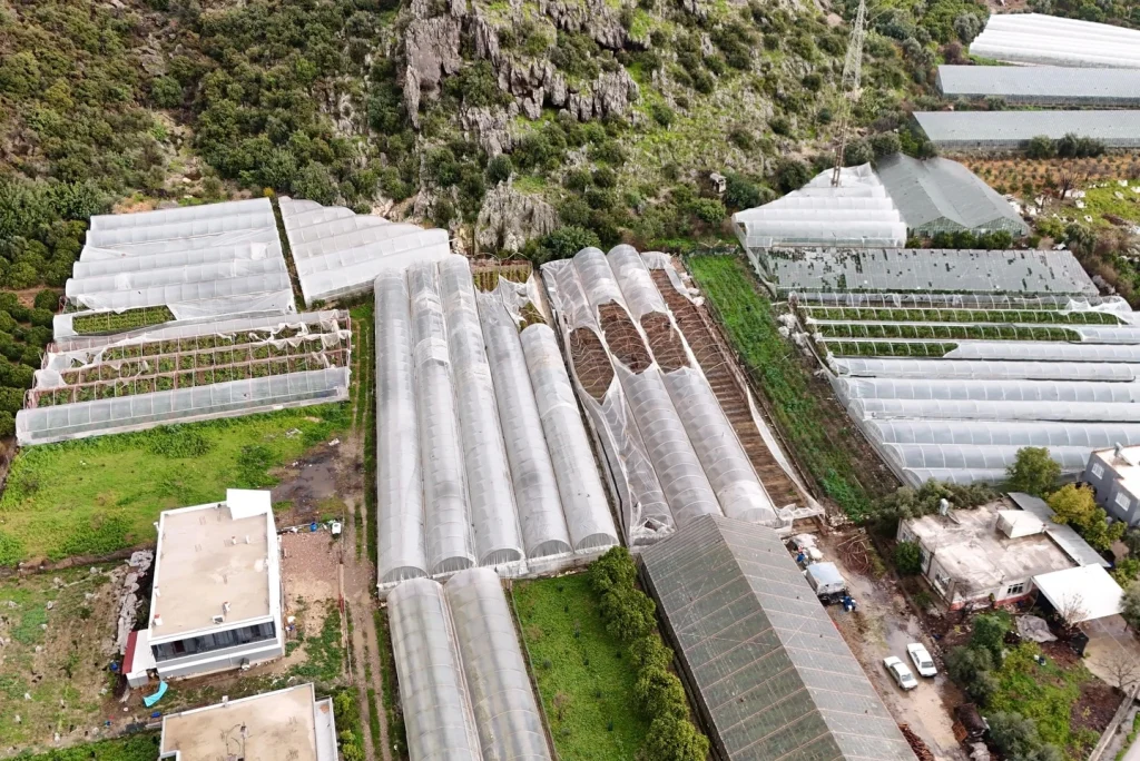 Damaged greenhouses in Antalya, Turkey after tornadoes on January 26, 2026