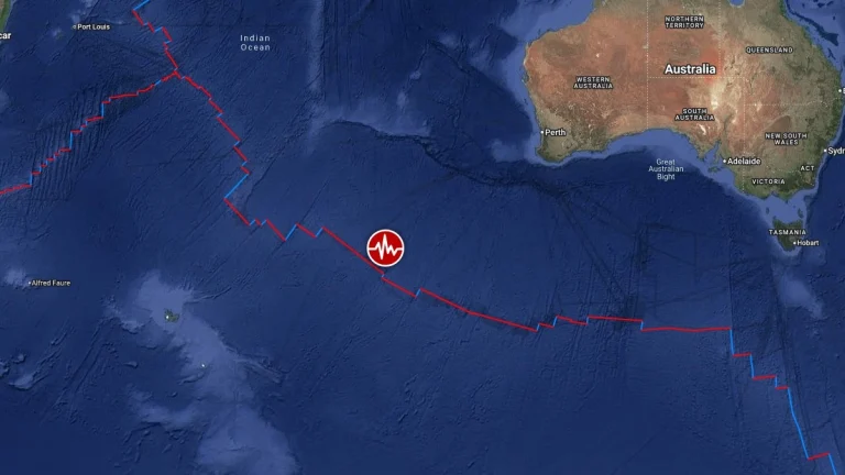Epicenter of M6.0 earthquake in southeast Indian Ridge on January 1, 2026. Credit: TW/SAM, Google