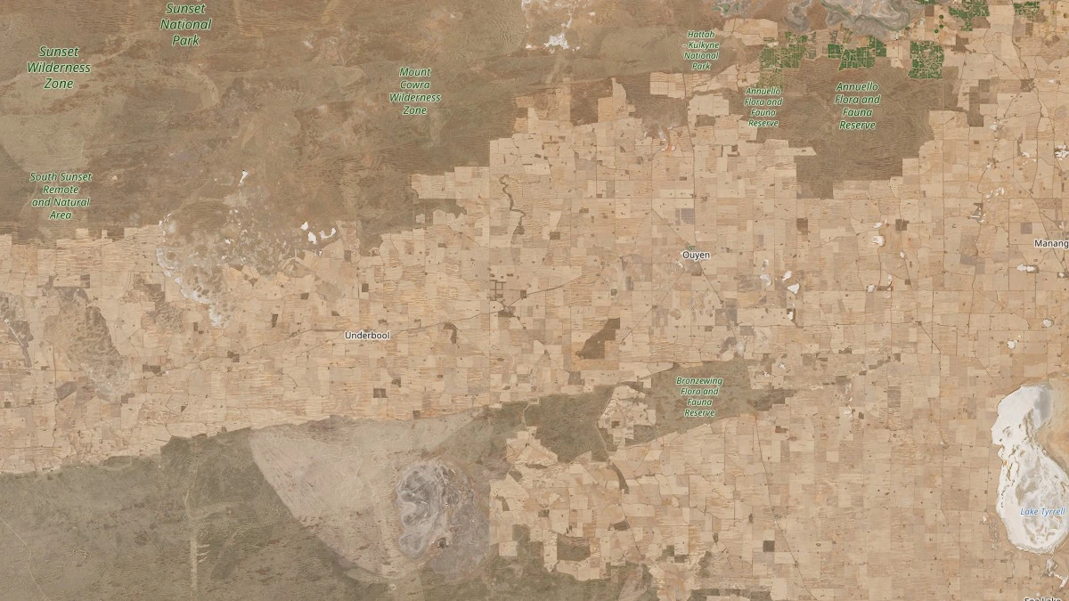 satellite image centered over walpeup australia january 27 2026 sentinel-2