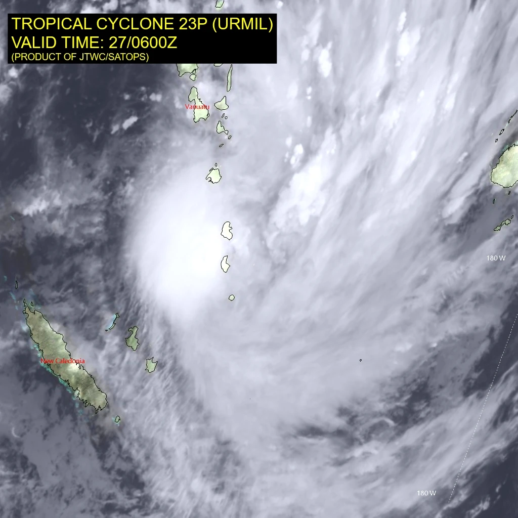 Tropical Cyclone 23P (Urmil) at 06:00 UTC on February 27, 2026. Credit: JTWC/SATOPS