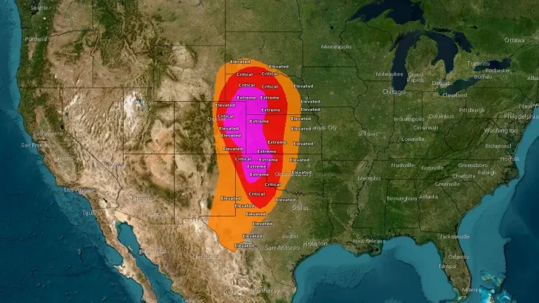 Critical Fire Weather Map for Tuesday February 17 2026