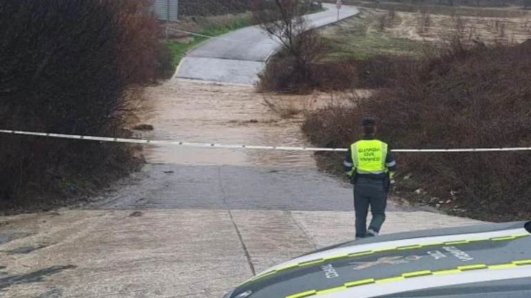 Flooded road in Spain on February 5, 2026, due to Storm Leonardo