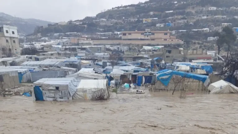 Floods in Kherbet Eljoz IDP camps in Badama sub-district, Idleb Governorate