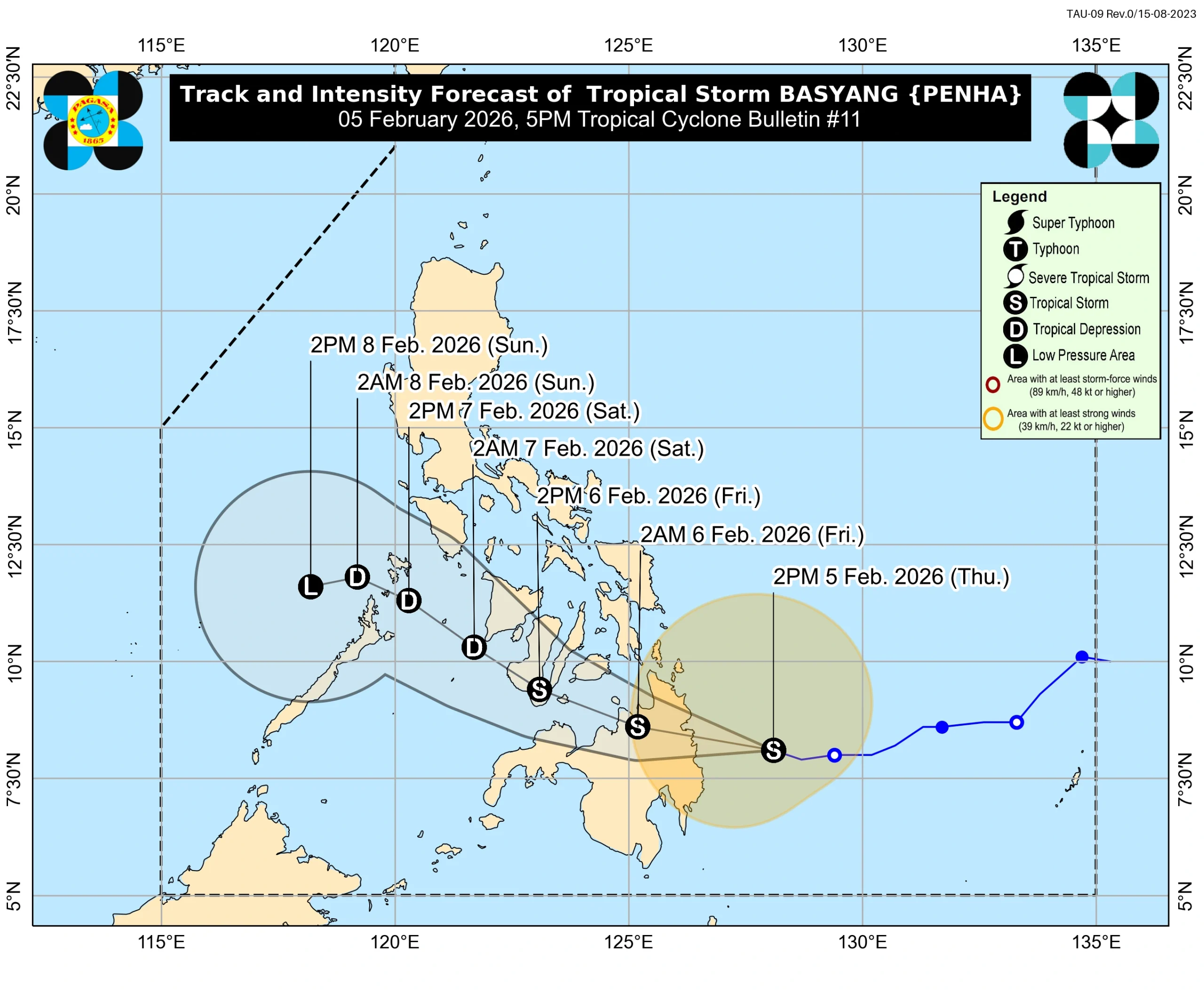 PAGASA forecast track for Tropical Storm Basayang