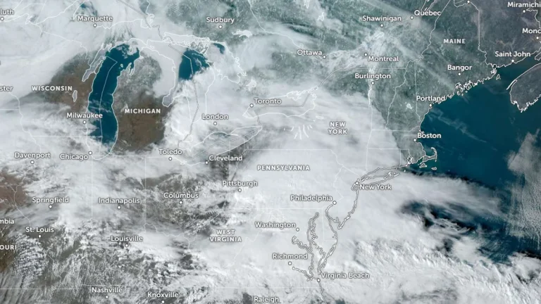 Satellite image of northeast USA at 2040 UTC on February 19, 2026