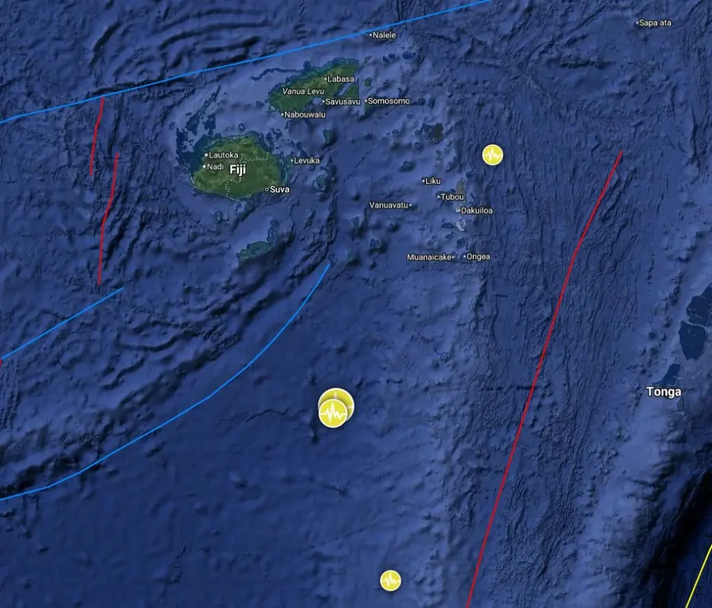 epicenter m6.0 earthquake south of the fiji islands february 22 2026 bg