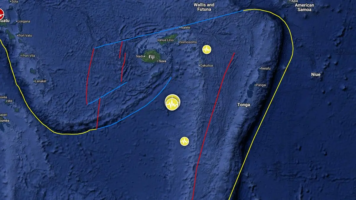 epicenter m6.0 earthquake south of the fiji islands february 22 2026