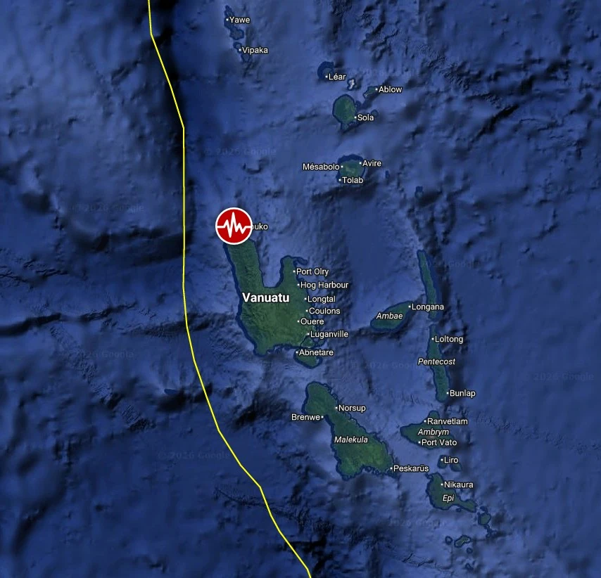 epicenter m6.4 earthquake port olry vanuatu february 14 2026