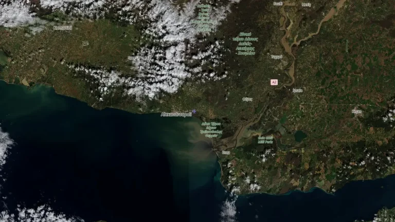 flood in evros river basin greece satellite image february 23 2026 copernicus eu sentinel-2 f