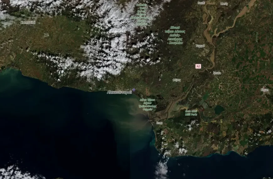 flood in evros river basin greece satellite image february 23 2026 copernicus eu sentinel-2 f
