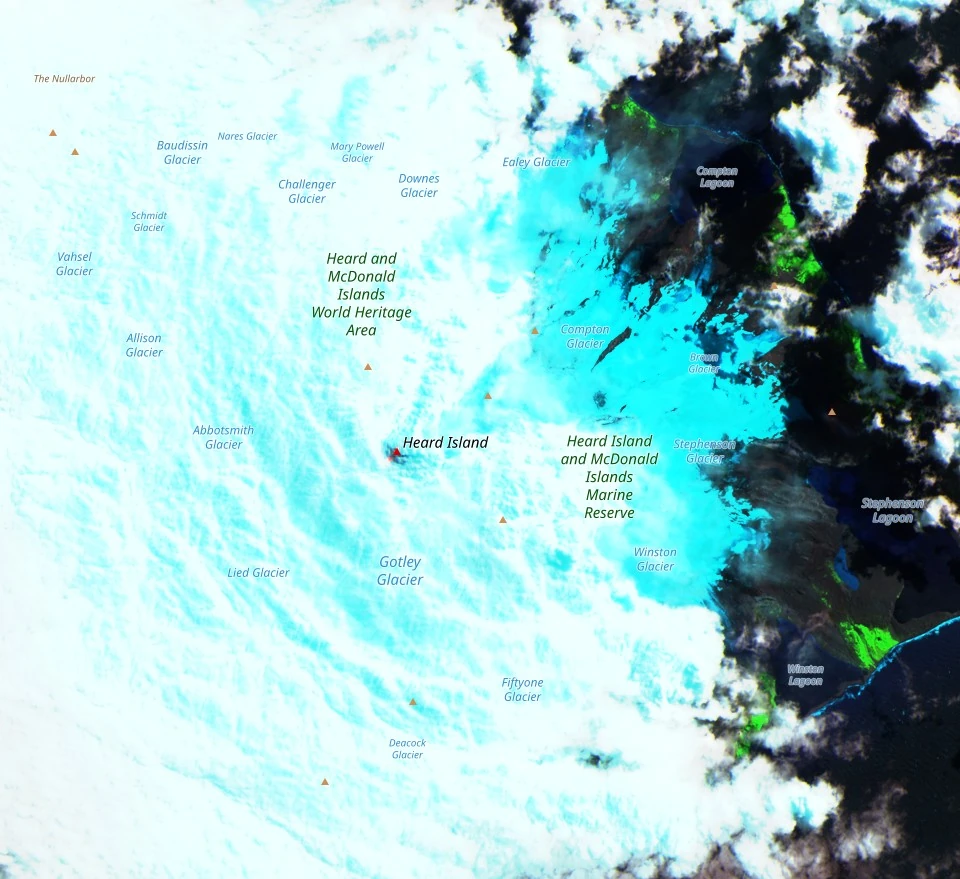 heard island swir satellite image january 27 2026